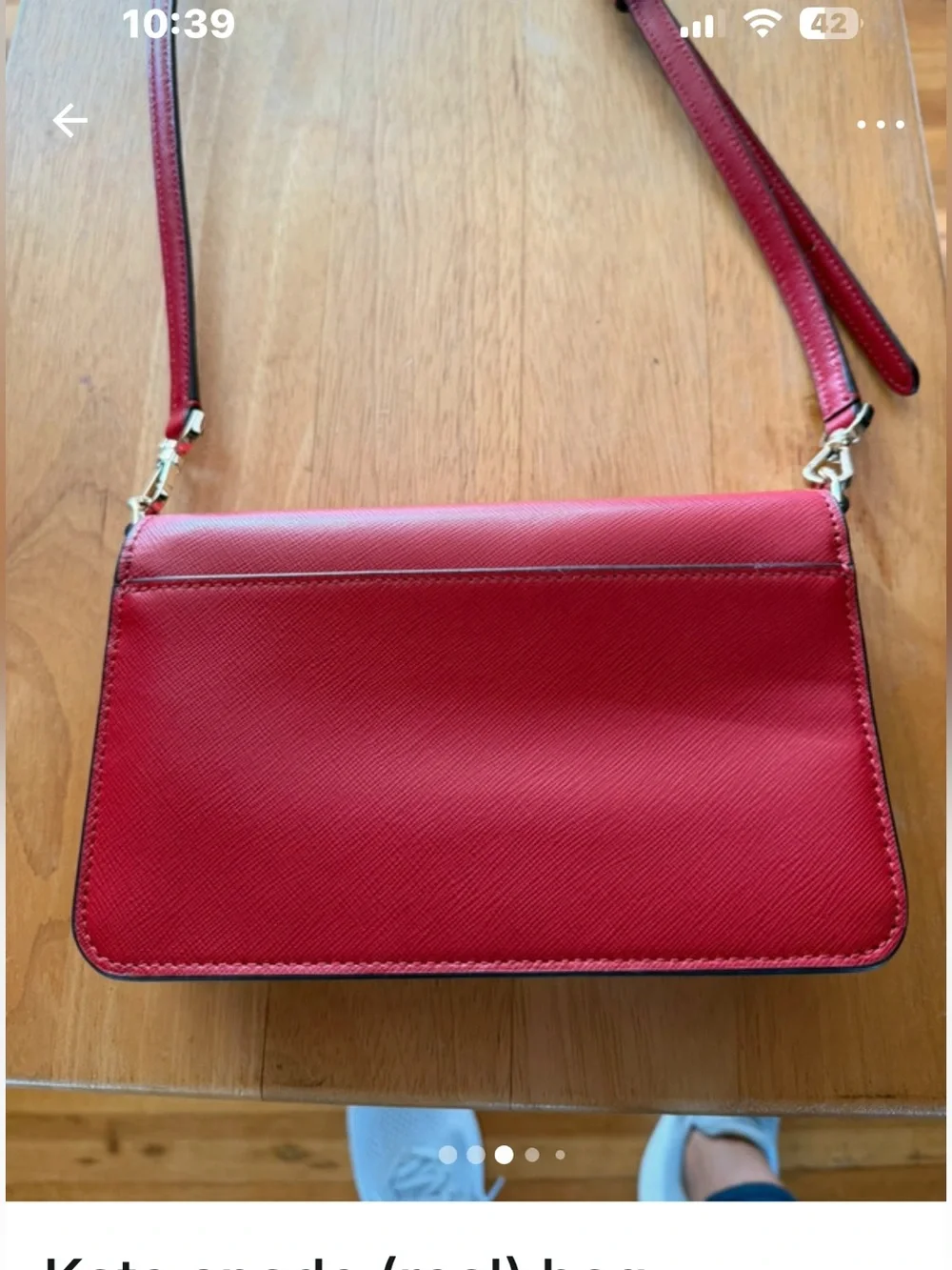 kate spade red leather crossbody with gold hardware